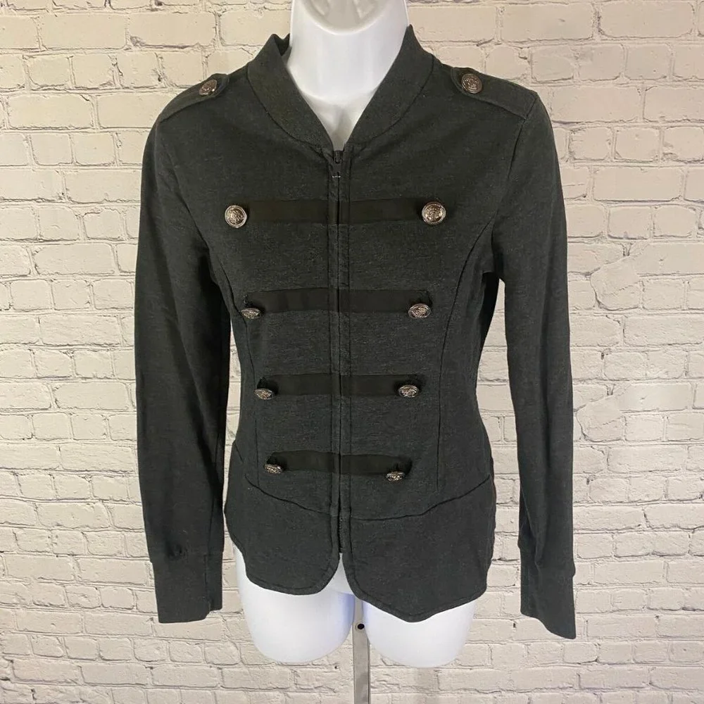 POL Gray Double Breasted Button Full Zip Jacket - Picture 1 of 8